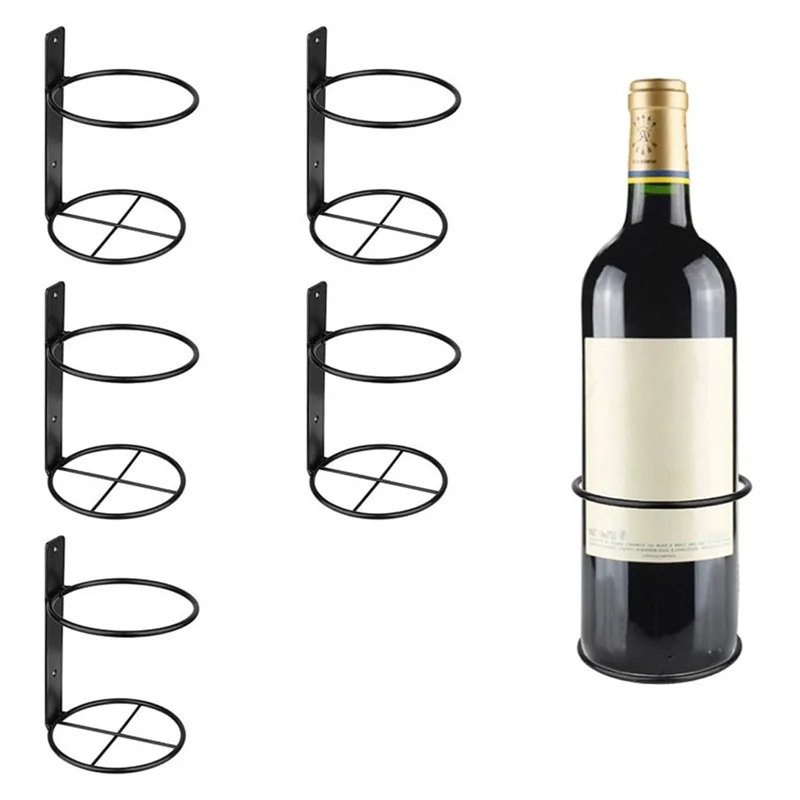 【ADORN】Office Home Kitchen Bar Wine Rack Cabinet 6Pcs Wall Mounted Metal Hanging Black Metal Easy To Install