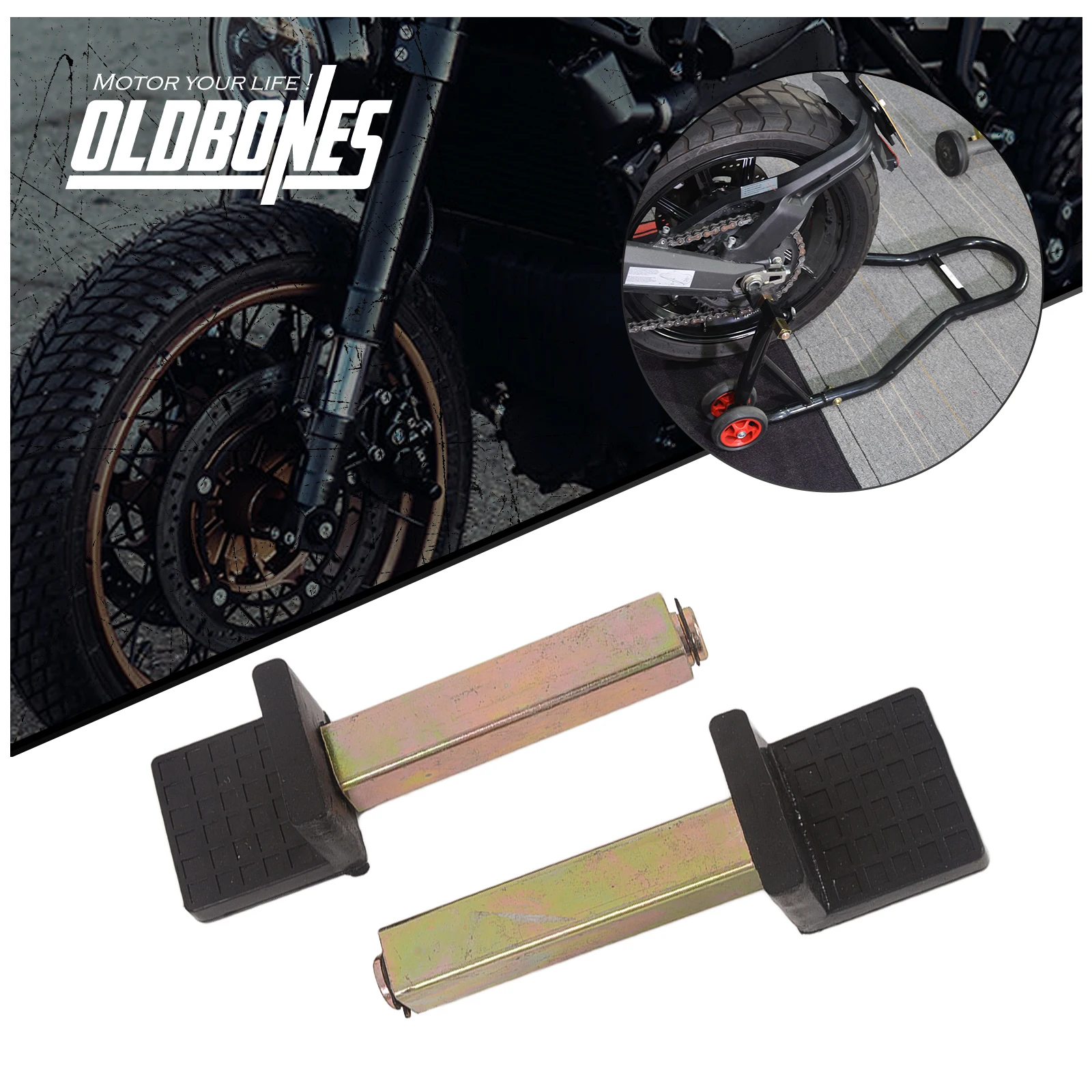 

Oldbones 2PCS Motorcycle Bike Stands Wheel Support Frame Stand Swing Arm Lift Tripod Hooks Hook Fork L-style