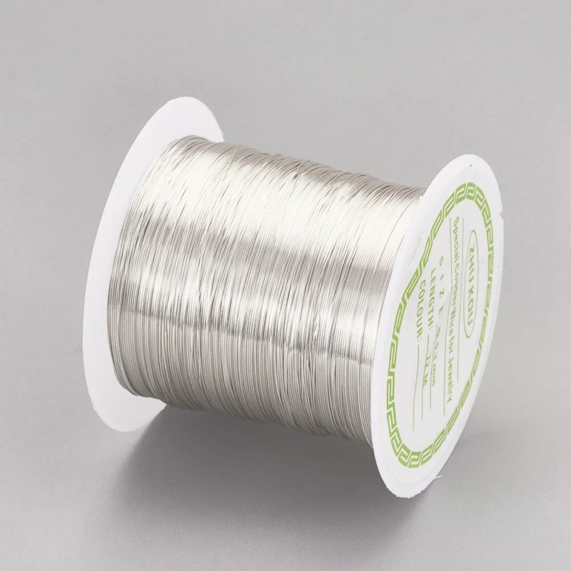 72m/1roll Round Copper Wire Copper Beading Wire for Jewelry Making Long-Lasting Plated Silver 28 Gauge 0.3mm about 236.22 Feet