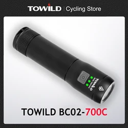 TOWILD Professional BC02-700 Lumens Bicycle light flashlight camp light power bank folding cup bicycle Accessories