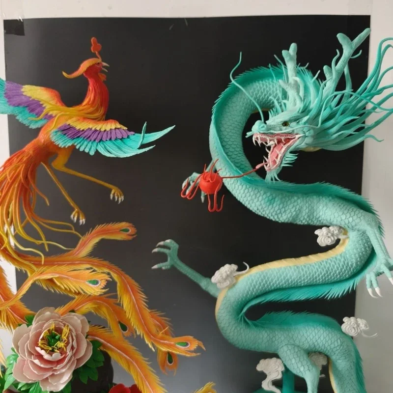 Traditional handmade dough plastic dragon and phoenix Chengxiang living room ornament home collection