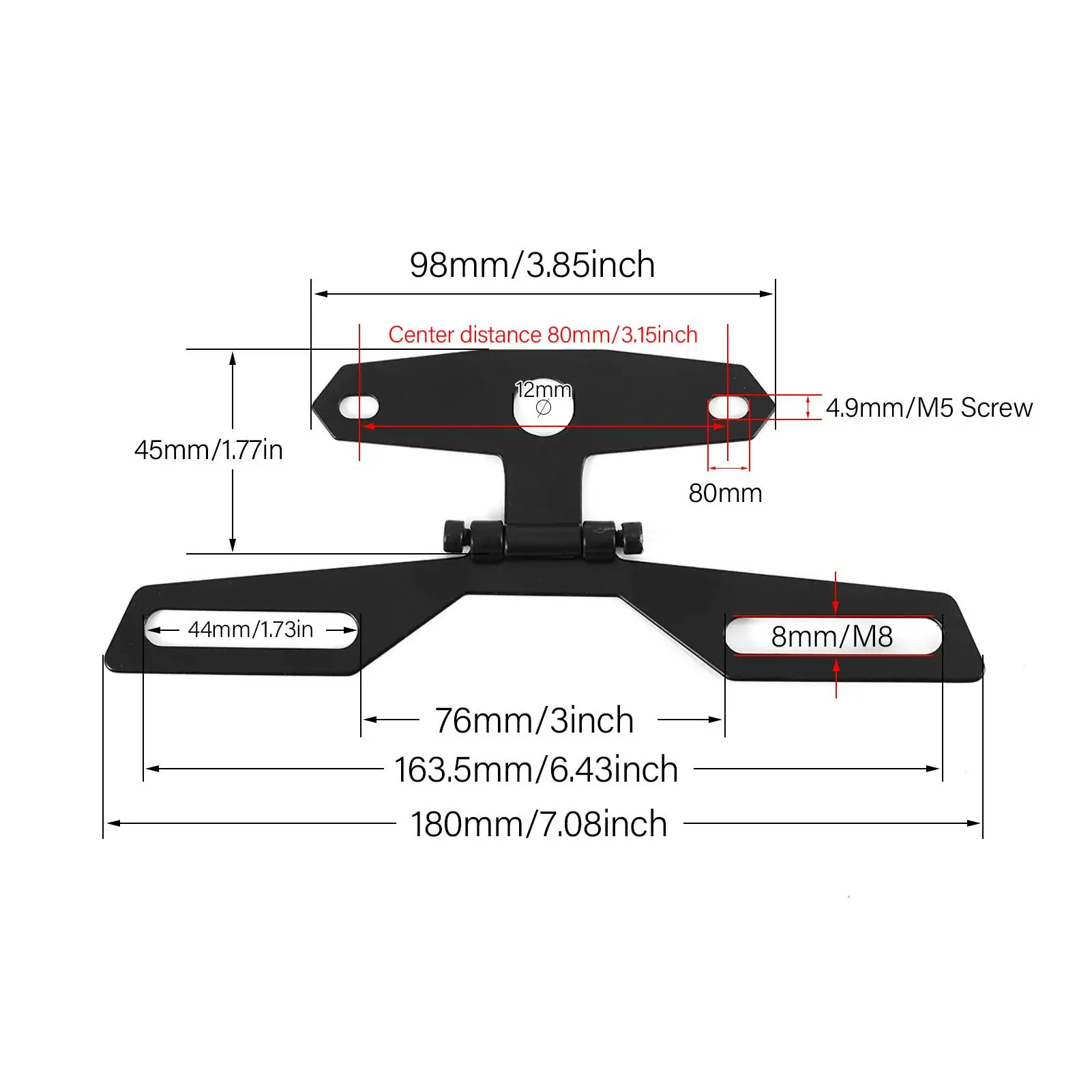 Motocicleta ajustável Folding License Plate Holder, Motorbike Tail Rear Light Bracket, Mount Suporte para Dual Sport Aplicações