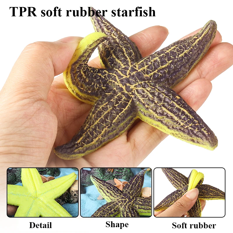 Oenux Meeresleben Tier Tintenfisch Krabbe Clownfisch Lionfish Seestern Hai Schmetterling Fisch Fliegender Fisch TPR Weiches Modell Spielzeug Kind Geschenk – Detail 3
