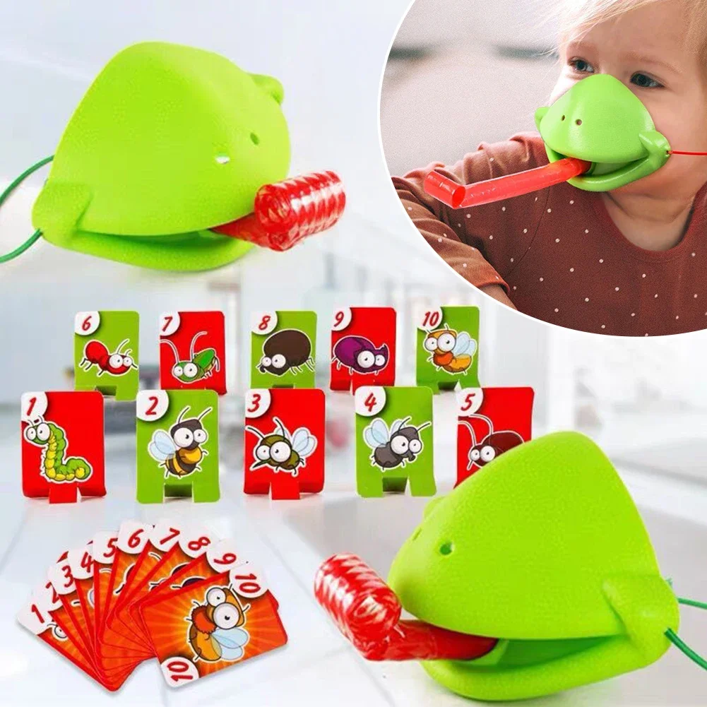 Frosch Eidechse Maske Wagging Zunge Lecken Karten Brettspiele für Kinder Familie Party Spielzeug Antistress Lustige Desktop Puzzle Spiel Spielzeug