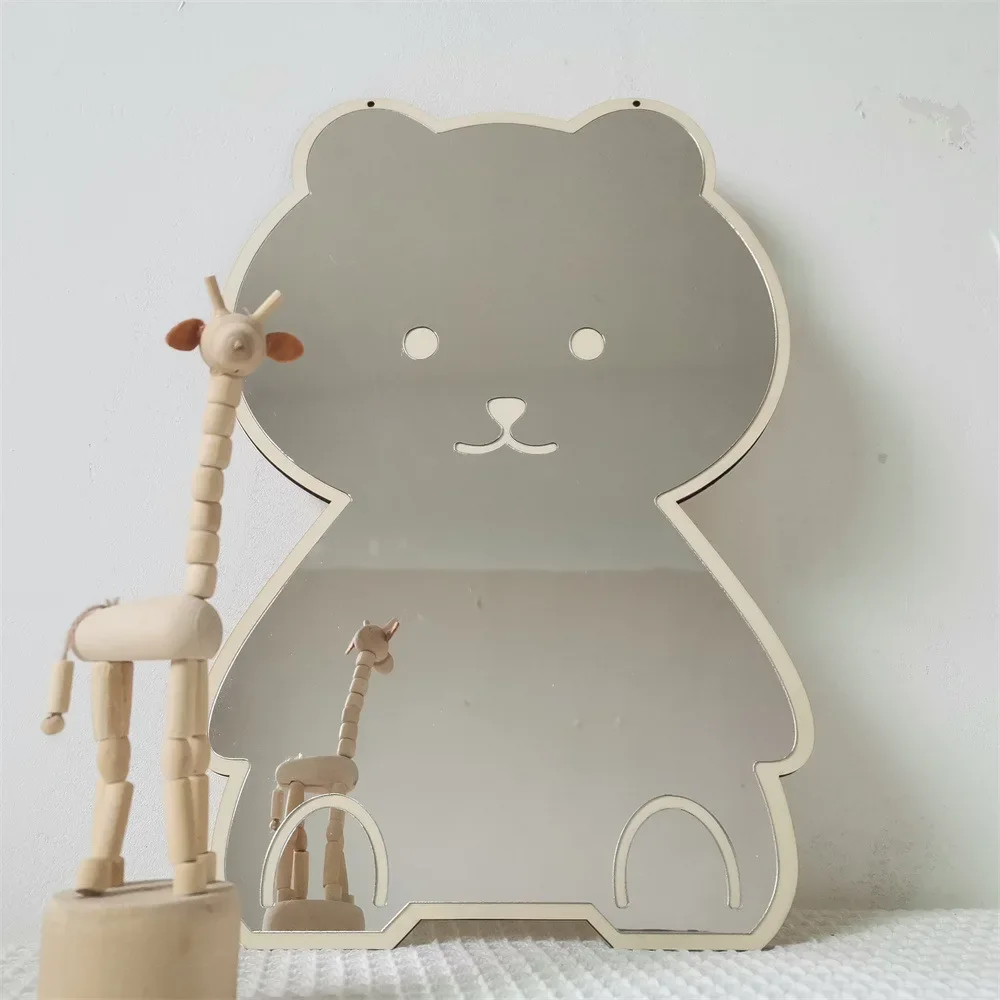 

Creative Rabbit Bear Shaped Mirror Acrylic Ornaments Cartoon Crafts Photo Props Baby Children Room Nordic Home Decor