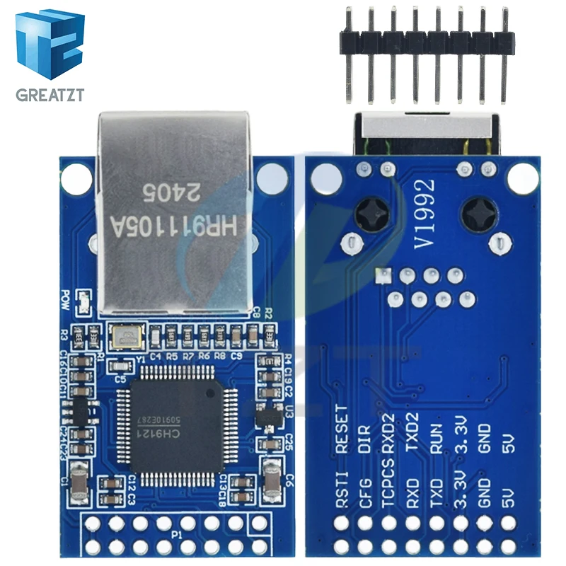 GREATZT CH9121 Network Module UART Serial port to Ethernet module serial server network module TCP/IP 51/STM32 3.3V 5V