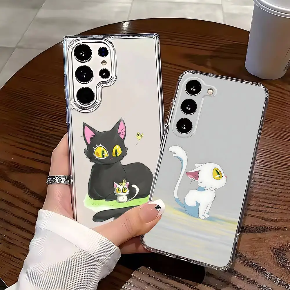 

Cute D-Daijin Cat Phone Case Silicone For Samsung S30,23,21,22,20 FE lite,S10,9,PIus Note20ultra Soft Transparent