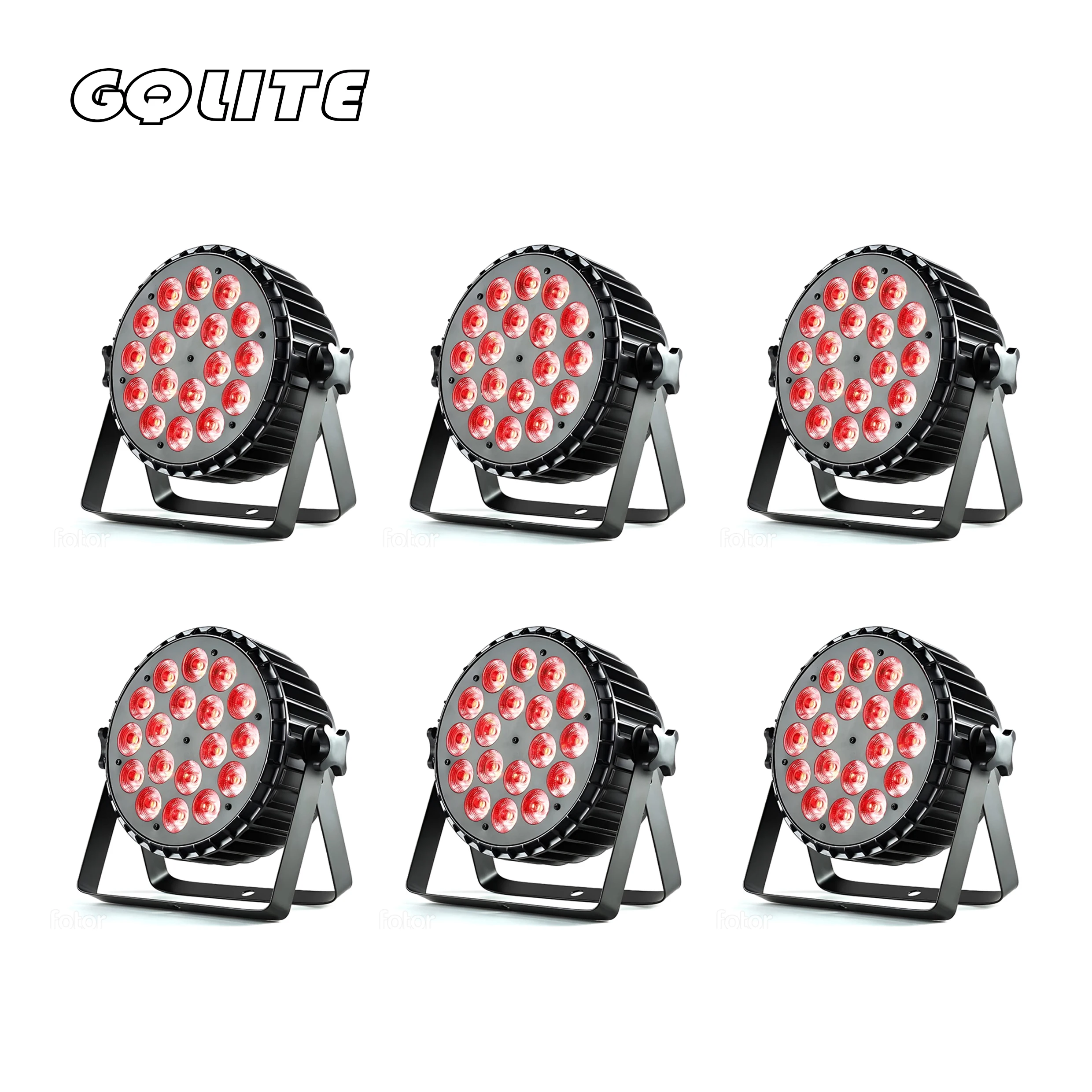 

GQLITE 6PCS Aluminum Alloy LED Par 18x12W RGBWLights 4in1 LED Lighting DMX512 Disco Light Professional Stage Dj Fast Shipping
