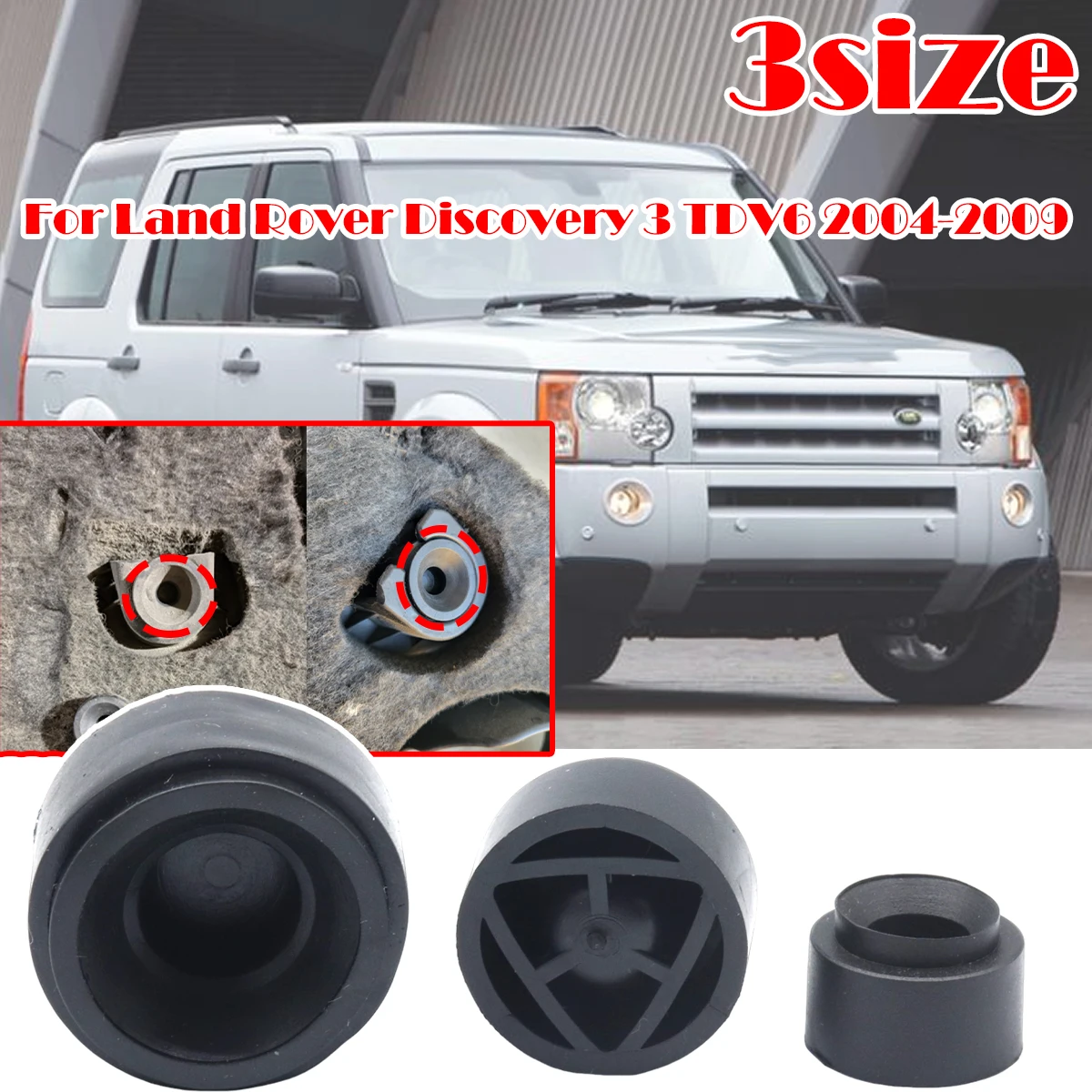 

3Size Engine Rubber Mounting Bush for Land Rover Discovery 3 TDV6 Under Guard Plate Clip Grommet Support Bungs Black Car Parts