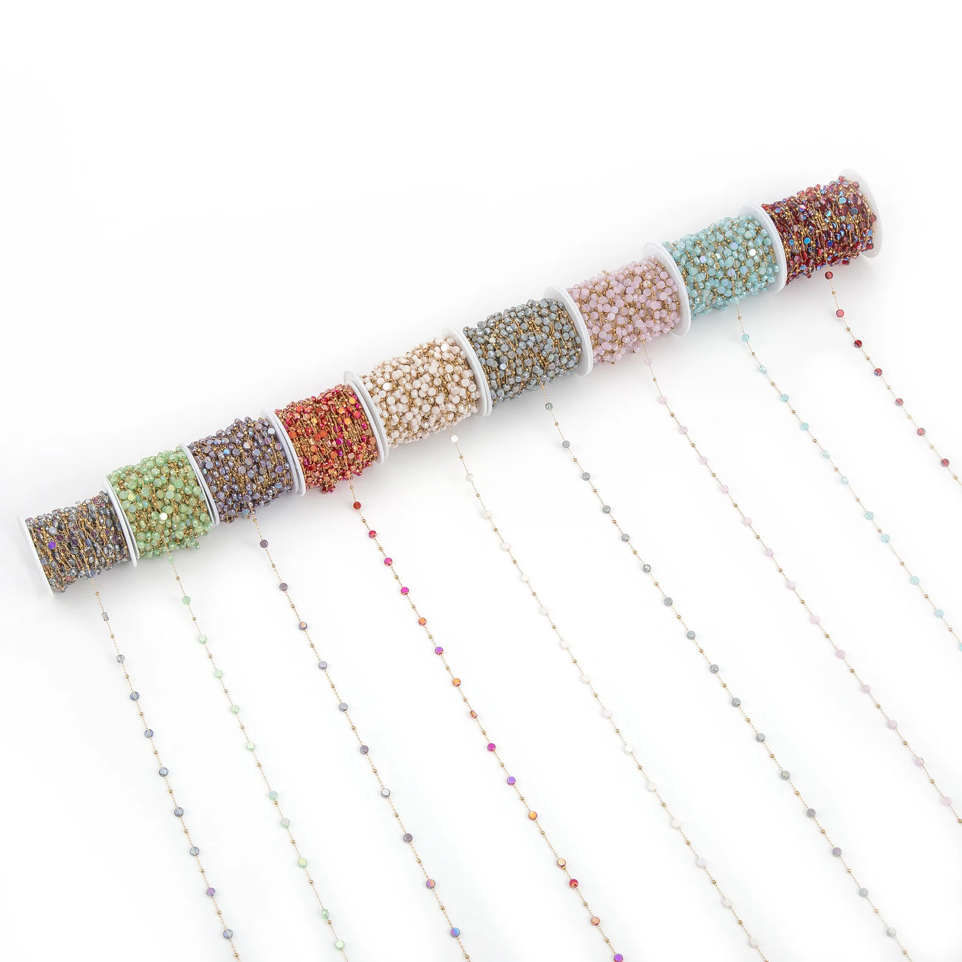 1 Meter Stainless Steel Faceted Crystal Glass Stone Beads Chains DIY Boho Necklaces Earrings Material Bracelet Jewelry Making
