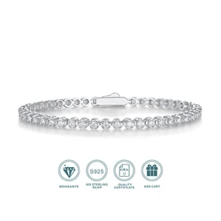 JIUZUAN 925 Sterling Silver Tennis Bracelet, Hip Hop Couple Bracelet, Fashion Valentine's Day Birthday Gift with Certificate
