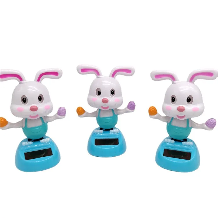 Cartoon Cute Ice Cream Rabbit Swinging Doll Solar Car Ornament Creative Car Interior Decoration Children's Solar Toys