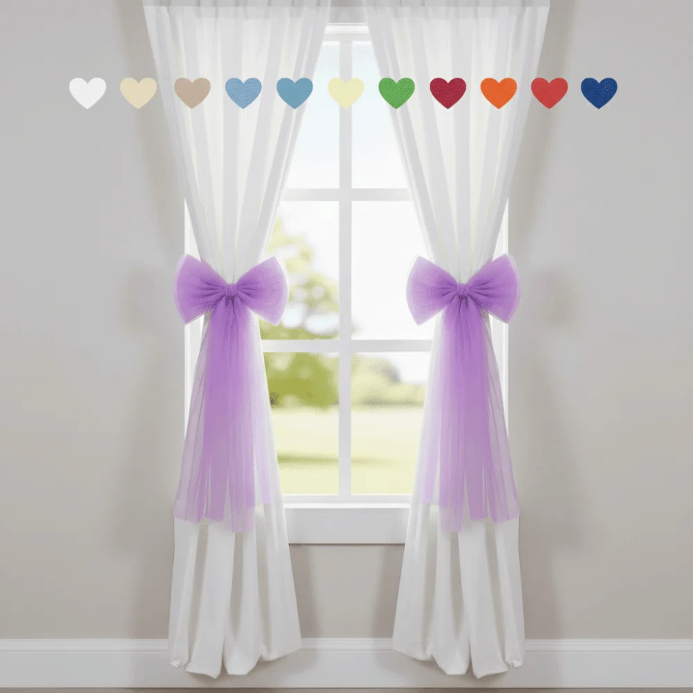 Elegant Lace Curtain Straps Dreamy Style Solid Color Curtains Tiebacks Bow-knot Design Bow Curtain Straps