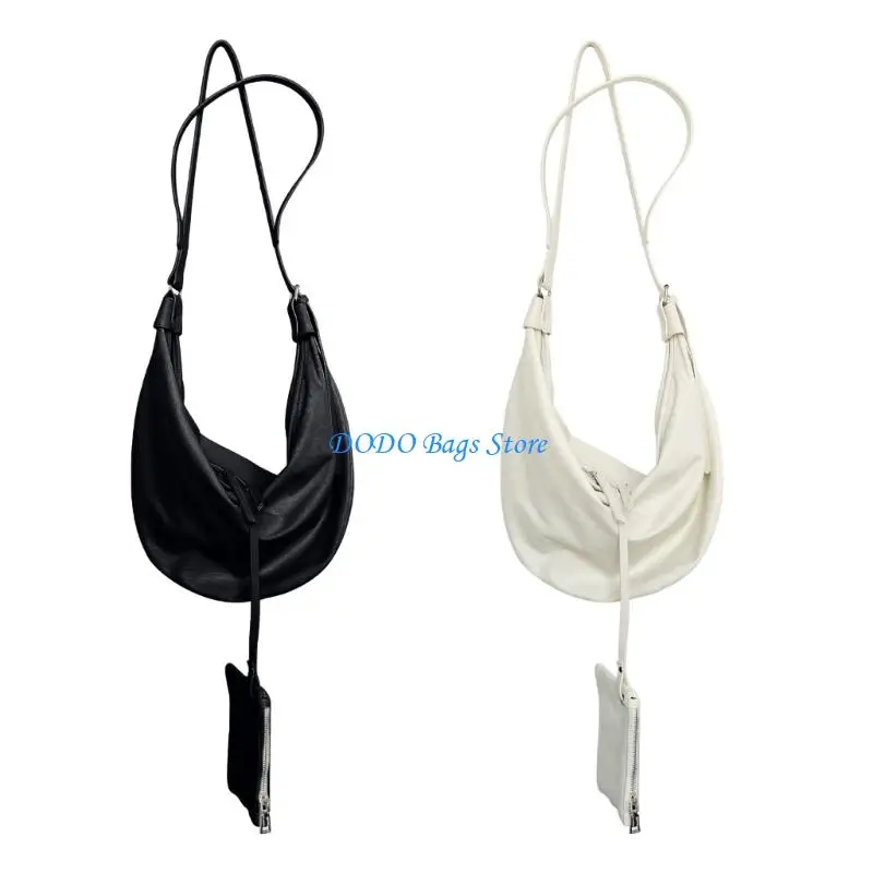 

E8FB Women Bag Large Capacity Shoulder Bag Canvas Crossbody Bag Simple Dumplings Bag Korean Styles Bag for Daily