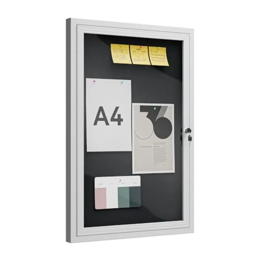 

Наружная настенная панель для объявлений 36x24 дюйма с замком, всепогодная, с алюминиевой рамой, модель A
