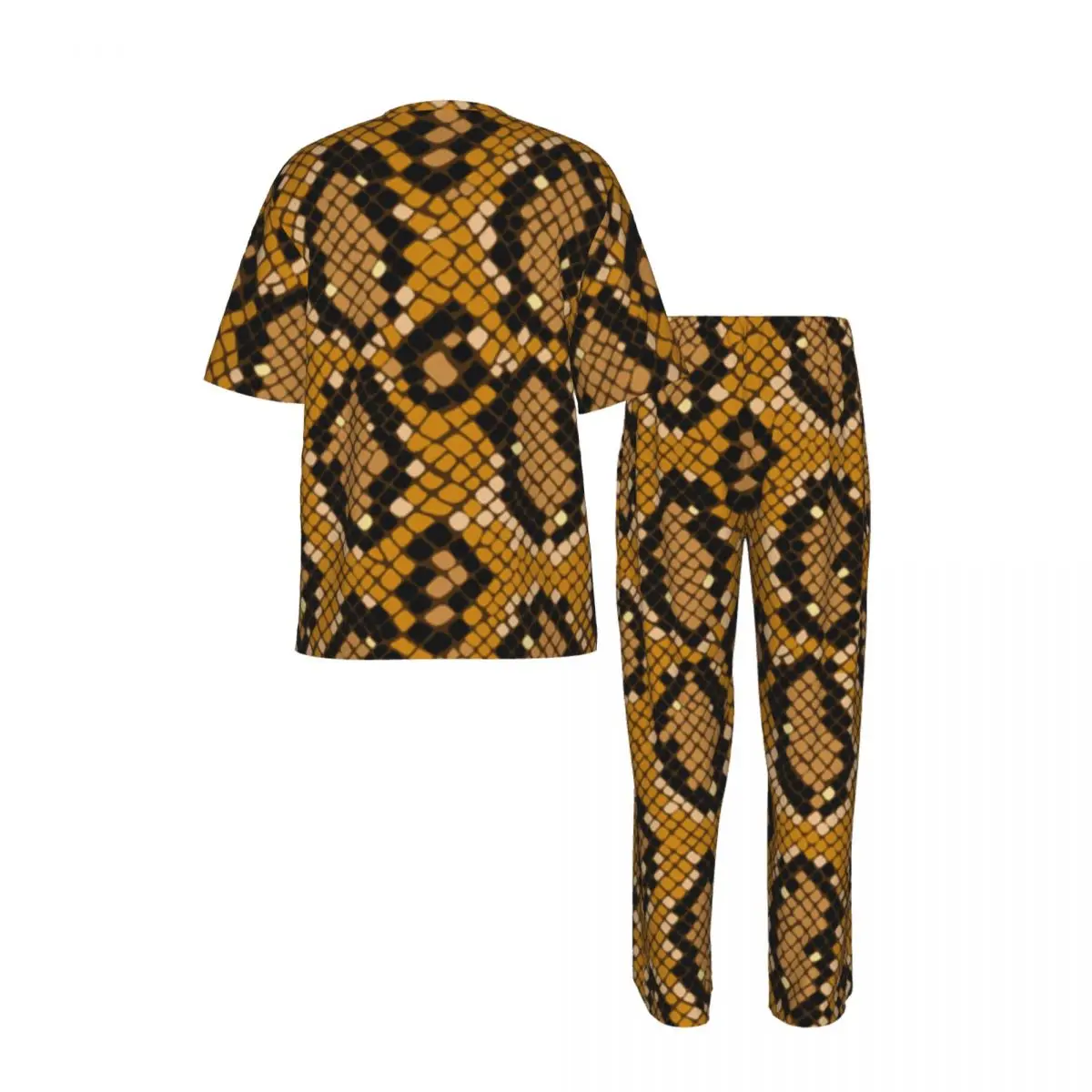 Men's short-sleeved pajamas two-piece trousers Crocodile Snake Skin Pattern home wear suit sleepwear view 3
