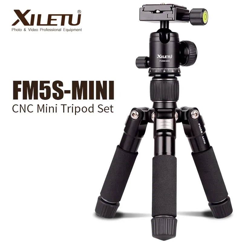 

XILETU FM5S Alluminum Tabletop Tripode Lightweight Travel Stand Mini Tripod with 360 Degree Ball Head for DSLR Digital Camera