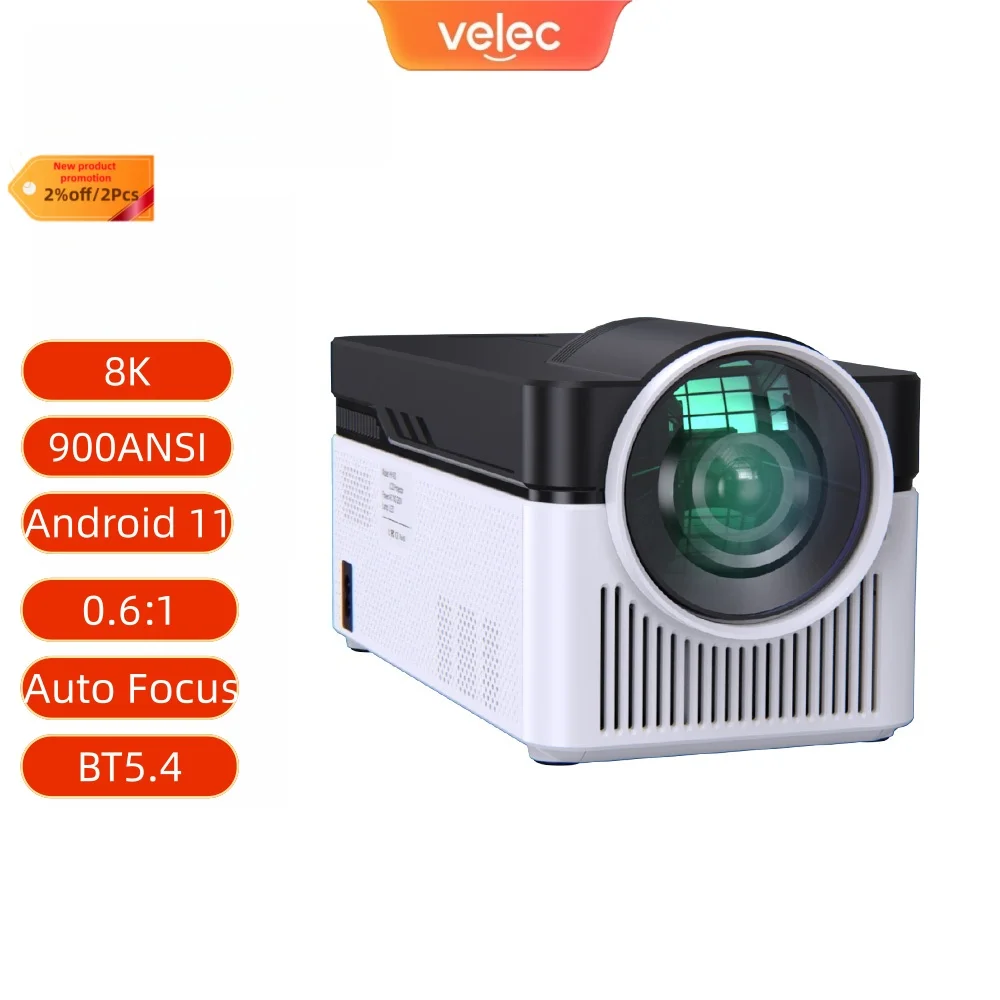 

Velec HY450 900ANSI Projector 8K Android 11 BT5.4 Ultra Short Throw Auto Offset Electronic Focus Home Theater Voice Projector