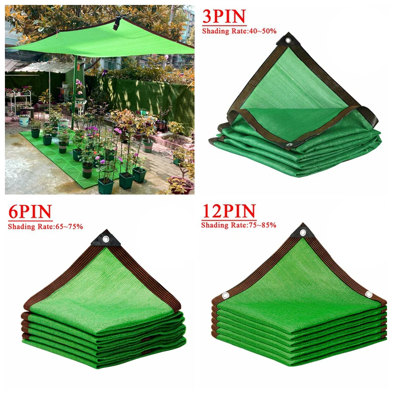 3/6/12PIN Green Sunshade Net Shading 40~85% Plant Greenhouse Cover Mesh Fence Privacy Screen Garden Sun Shed Outdoor Anti-UV