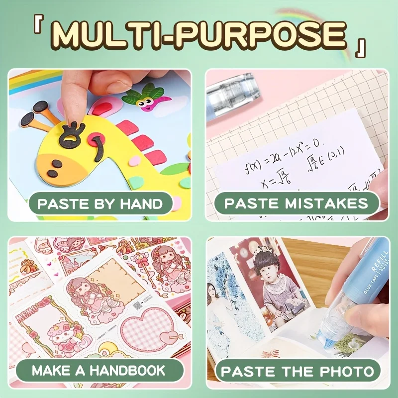 Este pacote Valor-For-Money com 5 fitas dupla face e 12 recargas são perfeitas para colagens, álbuns de fotos, para uso escolar