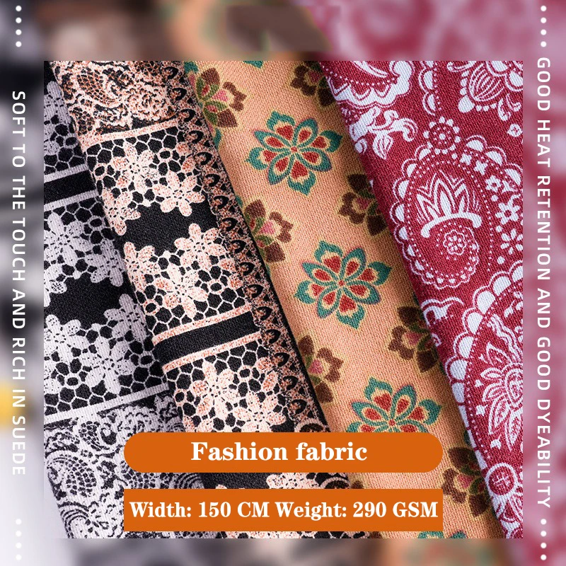 

100*150CM Brushed Printed Polyester Fabric - Vintage Floral for Apparel, Patchwork & Home Decor (per Meter)