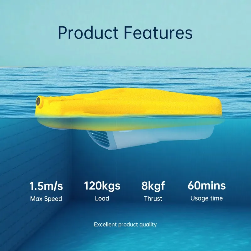 Children's Electric Water Scooter Thruster 250W Speed Adjustable 3.5km/h Underwater Water  Propeller Yellow