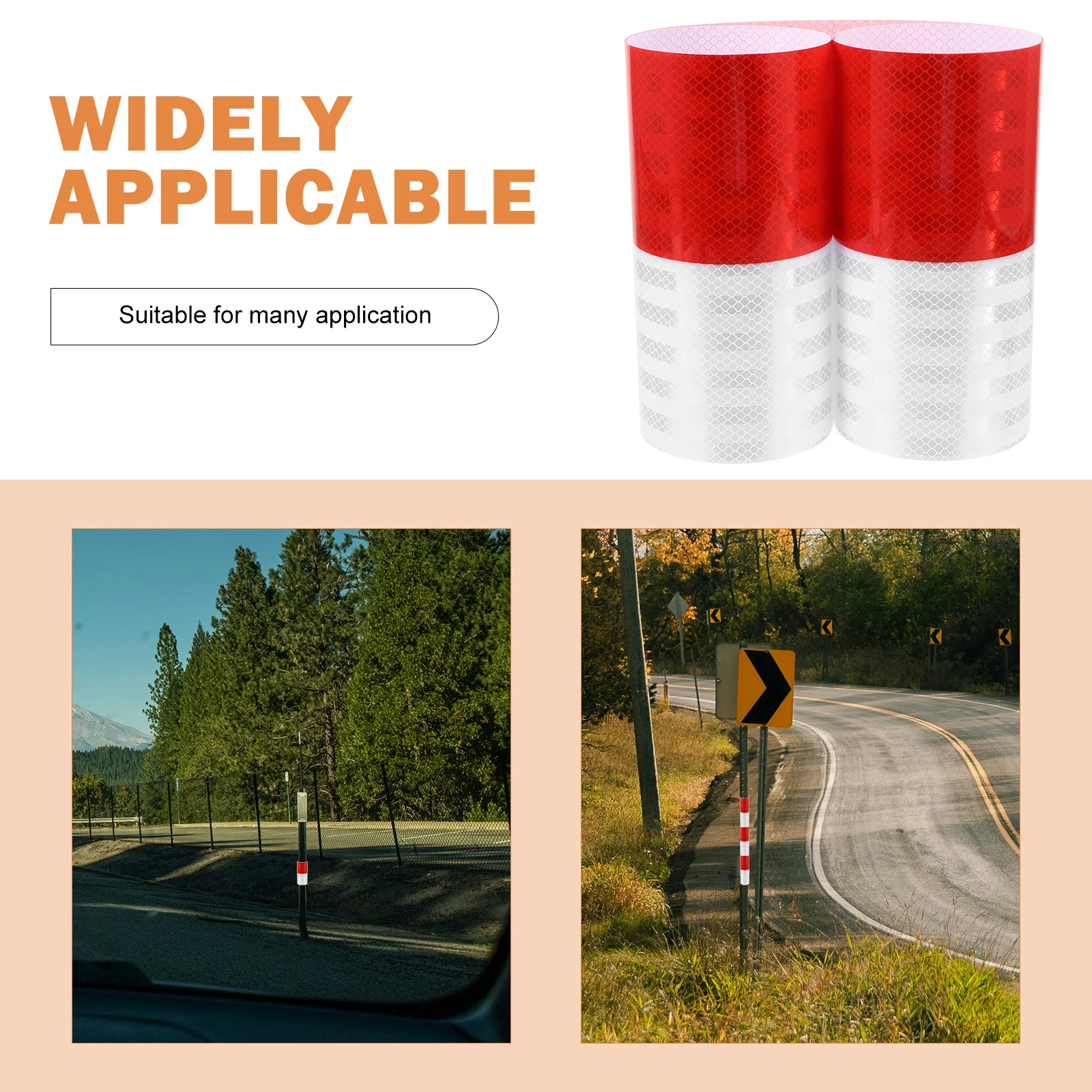 شريط عاكس 1 لفة شريط تحذيري ساطع لممر الخرسانة شريط أمان لاصق مقاوم للطقس لحركة المرور و