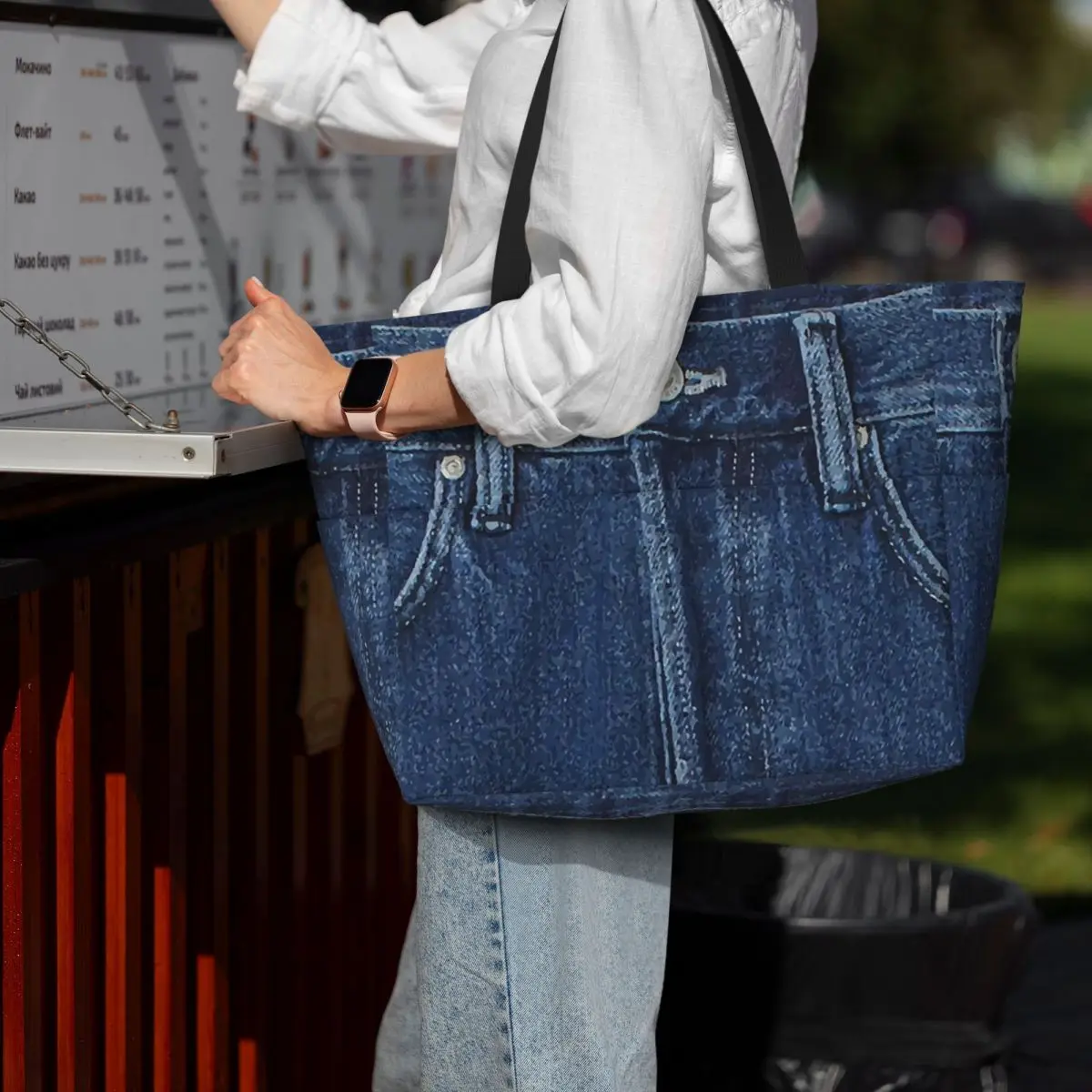 

Blue Denim Classic Jeans Texture Beach Tote Bag Sport Gym Yoga Duffle Large Tote Bag Women Travel Bag Fitness bag