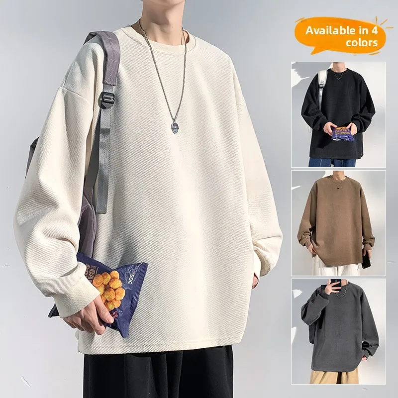 

Loose Fit round Ne Sweatirt Men's Casual Basic Color Base Layer irt Spring Autumn New Sle Comfortable Streetwear