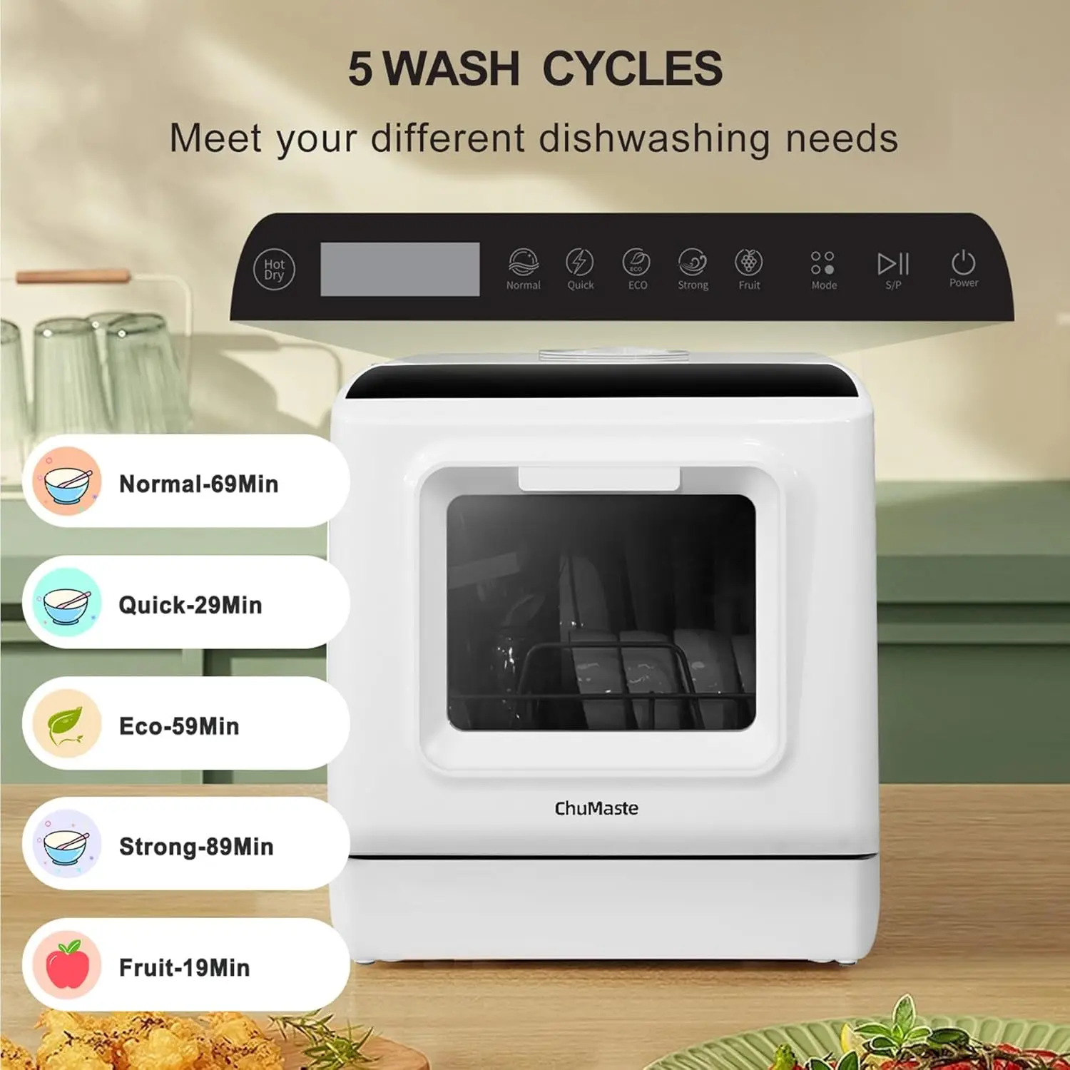 dishwasher, countertop dishwasher with water tank,countertop dishwasher with 5 washing programs, portable dishwasher can also be