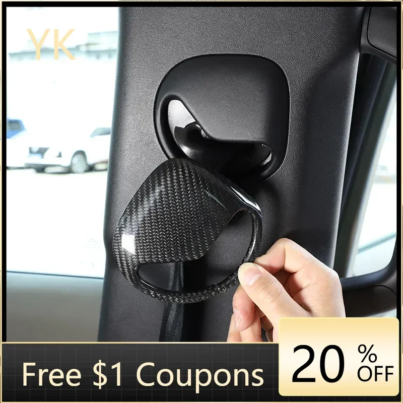 

For Land Rover Defender 110 2020-2024 Real Carbon Fiber Car Front Row Seat Belt Decorative Cover Interior Car Accessories