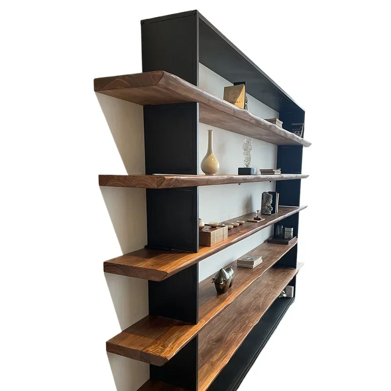 رف كتب أمريكي أصلي من الخشب الصلب، غرفة معيشة على الحائط، مكتب قديم، رف تخزين بسيط، رف عرض أرضي #1