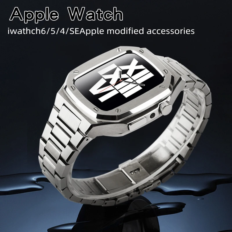 

Совместим с Apple Watch 8, металлический корпус для часов iWatch 7-го поколения 654SE, спортивный модифицированный корпус из нержавеющей стали с ремешком.
