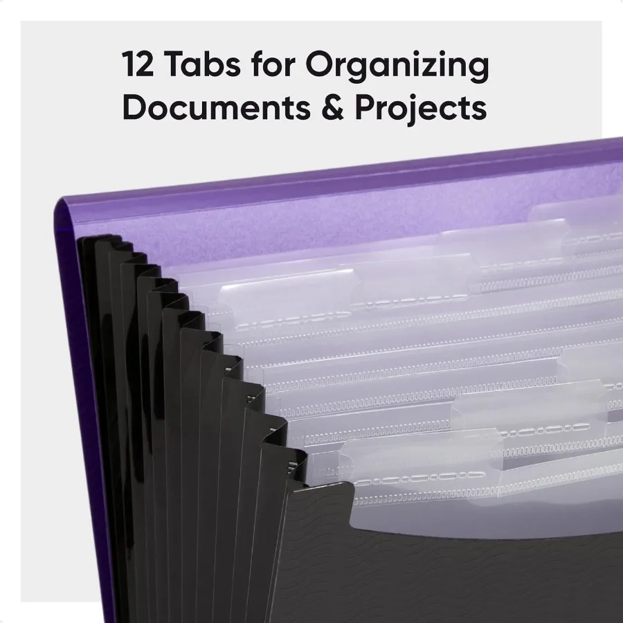 Smead Poly Frequency Expandable File Folders Letter Size 12 Pockets with Flap and Cord Closure for Organized Document Storage i