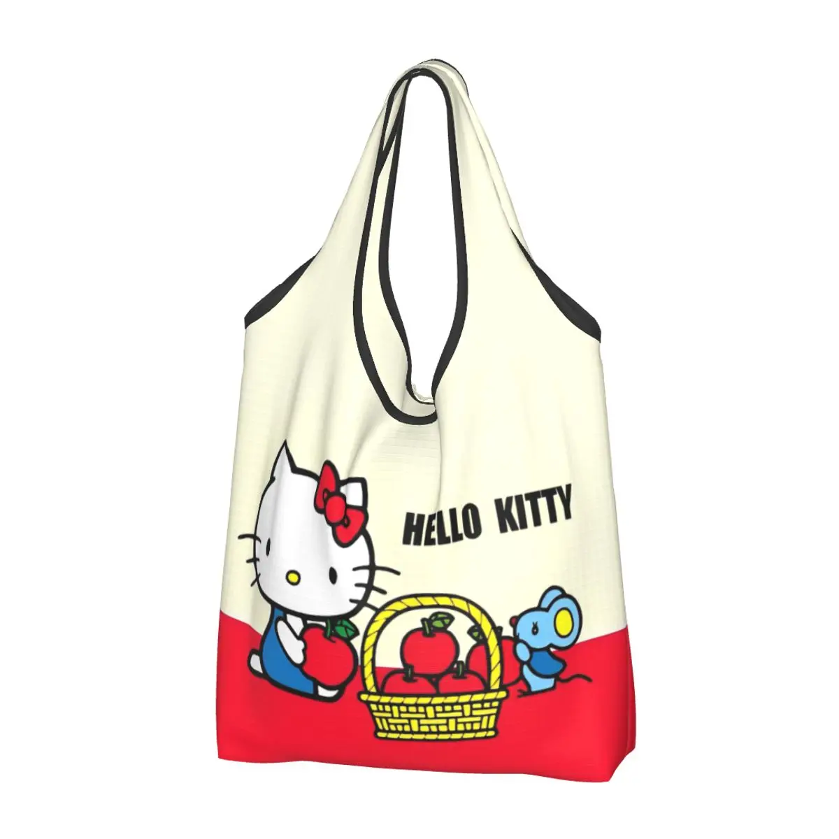 

Large Reusable Hello Kitty Grocery Bags Recycle Foldable Shopping Tote Bag Washable Fits in Pocket