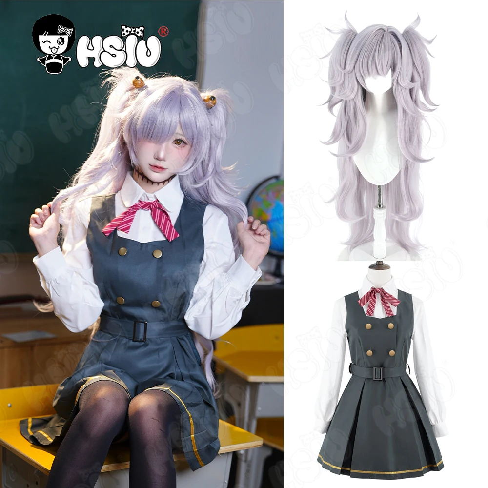 Itagaki Kanoe تأثيري الملابس شعر مستعار الألياف شعر مستعار اصطناعي 「HSIU 」 طالب موحدة تنورة مجموعة رمادي أرجواني شعر طويل الأزرق الأرشيف شعر مستعار #1