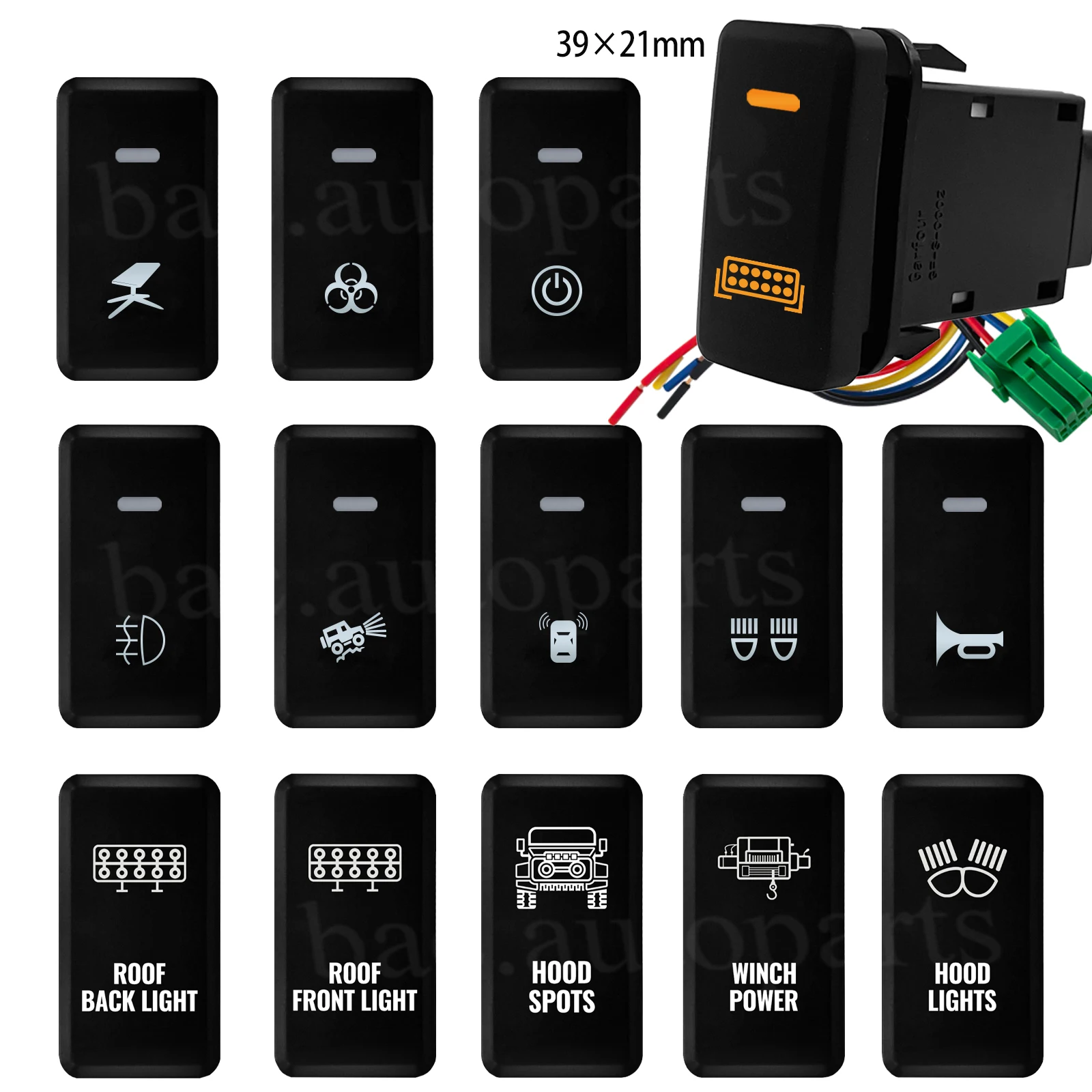 Car Orange LED Push Switch Button for Toyota Land Cruiser Hilux Prado 120 FJ LC76 LC100 Reiz DRL Fog Led Light Horn Fan Mirror