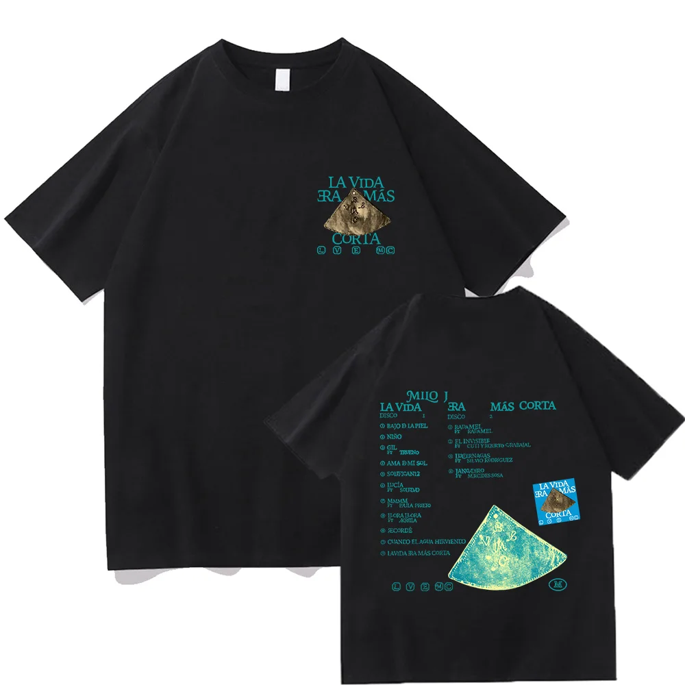 

Hip Hop Rapper Milo J La Vida Era Mas Corta Album T Shirts Men Women Fashion Cotton T Shirts Fan Gifts Tees Comfortable Clothes