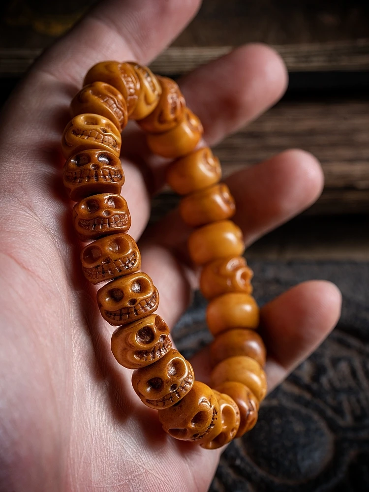 Natural Yak Bone Beads Bracelet Crafts Skull Single Circle Shri Chitipati