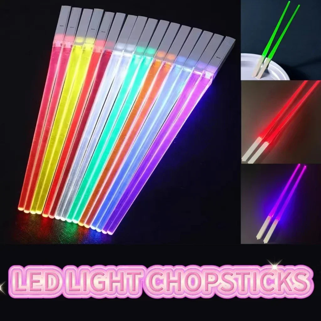 1 Pair LED Chopsticks Luminous Sticks Party Tableware Club Wedding Birthday Raves Concert Halloween Carnival Glowing Chopsticks