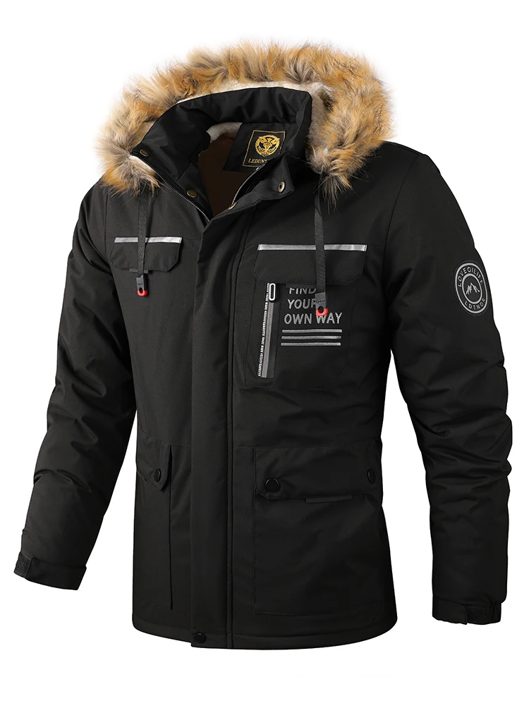 New Men's Padded Thickened Casual Fashion Hooded Windbreaker Jacket Windproof Waterproof Winter Outdoor Soft Shell Sportswear