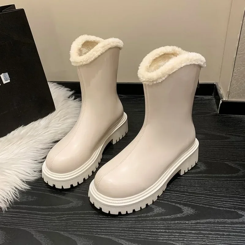 Autumn and Winter Women's Boots New Short Plush Zipper Mid Heel Fashion Boots 2024 Outdoor Matching Brand Design Women's Boots