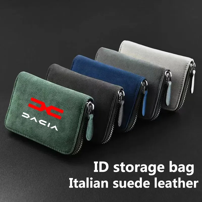 Car Suede Leather Portable storage box driver's license ID d storage bag For dacia duster spring logan sandero  Accessories