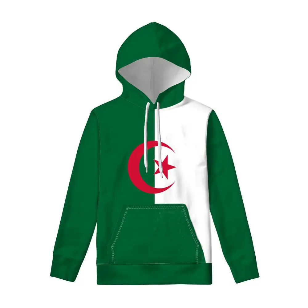 แอลจีเรีย Hoodie ฟรีที่กำหนดเองทำหมายเลขชื่อ Dza เสื้อกันหนาวอิสลาม Diy Arabic Algerie อาหรับพิมพ์ข้อความ Word Flag ภาพเสื้อผ้า