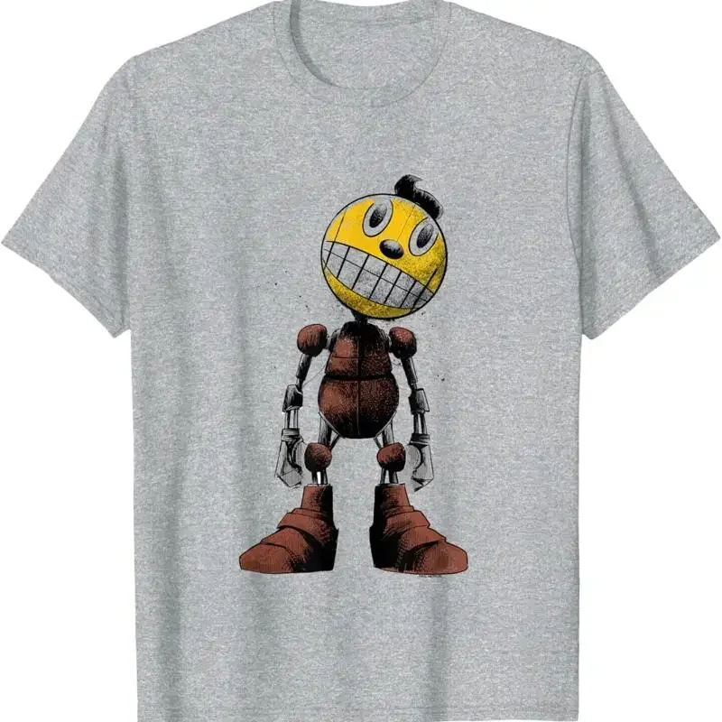 

Full Body Robot Graphic Tee Breathable Cotton Crewneck T-Shirt for Men