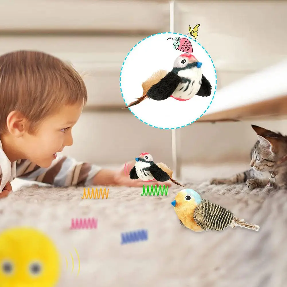 Toy Simulated Bird Simulation Design Native Feather Material Pet Soft Gifts Bird Vocal Toys Plush Comfortable J1a0