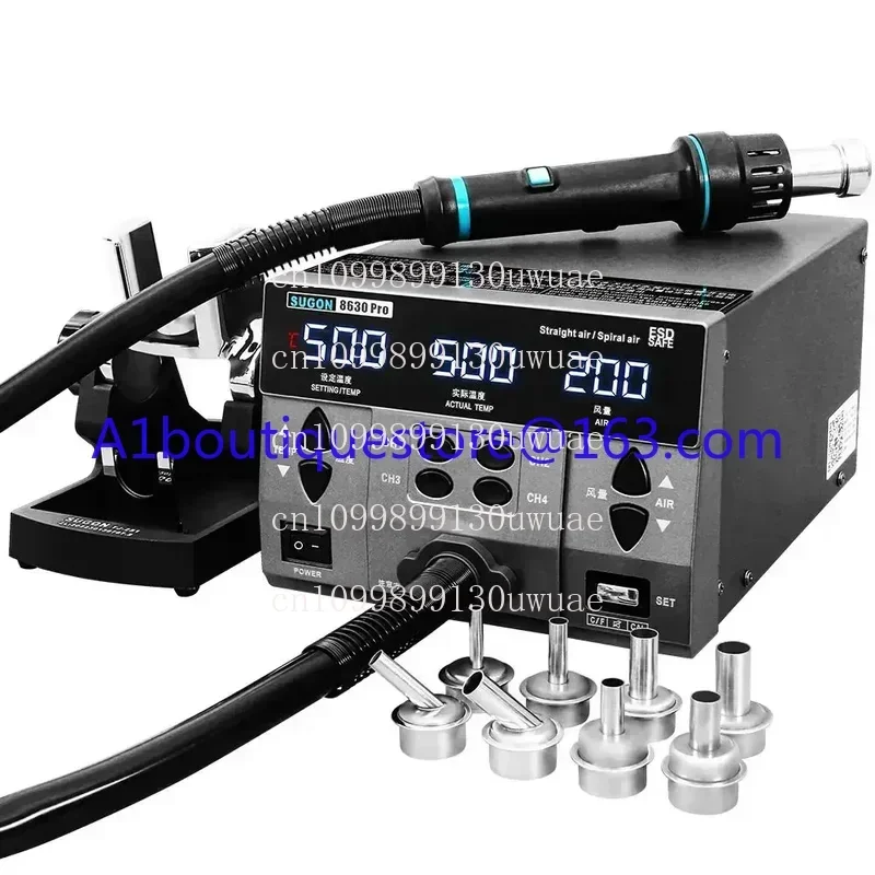 

2024 SUGON 8630Pro 1300W hot air blower digital display BGA repair curved nozzle welding maintenance dismantling table