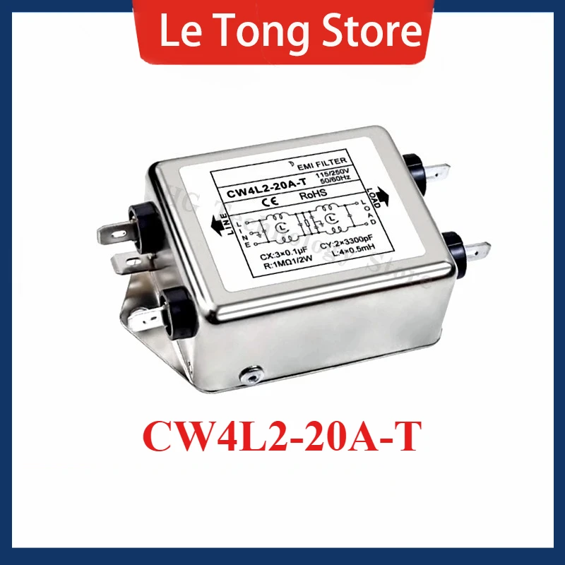 

Power Filter Module Terminal Power Wire Filter 115V/250V 20A 50/60Hz CW4L2-20A T Power Line EMI Filter Terminal
