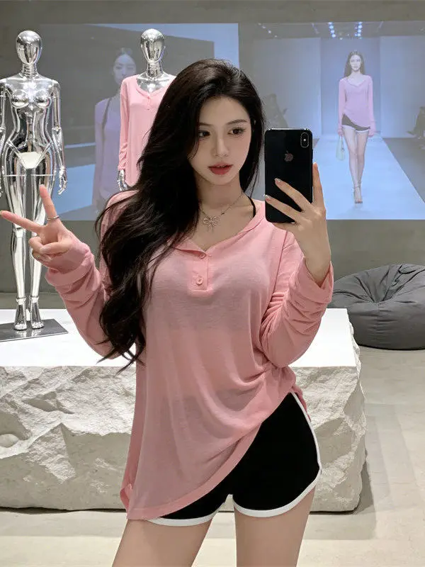 

Розовая тонкая накидка из ледяного шелка для защиты от солнца, женская верхняя одежда для кондиционированных помещений, весна-лето, свободная повседневная приталенная длинная накидка S...