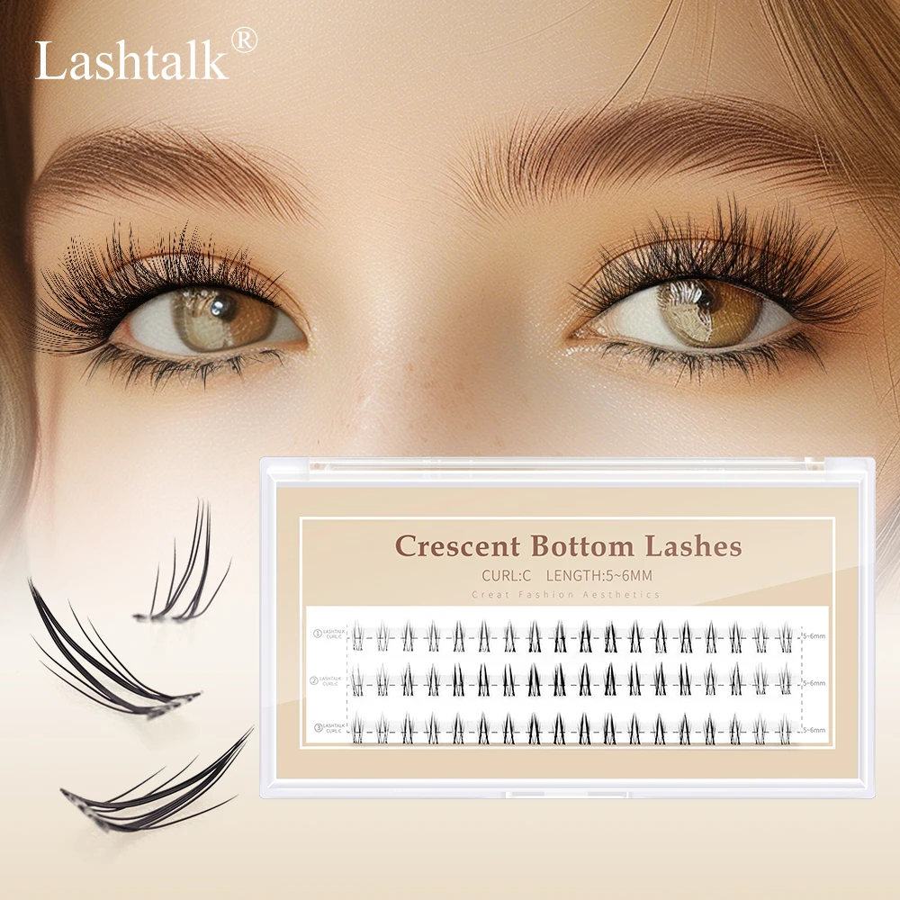 Lashtalk DIY Накладные нижние ресницы, сегментированные, «полумесяц», 54 пучка, натуральный вид, ультралегкие, самоклеящиеся, от Nagaraku
